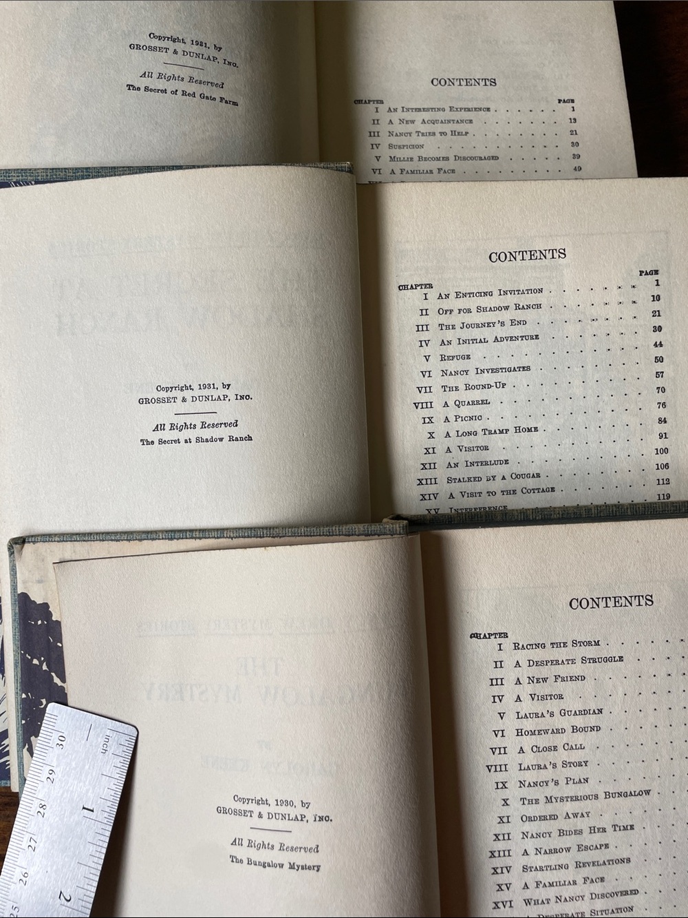 3 Vintage Nancy Drew Hardcover Books Carolyn Keene Tweed Blue Covers (Set #E) - Picture 8 of 16